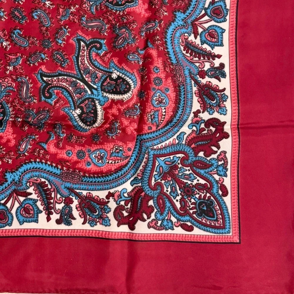 Morsly Vintage Paisley Square‎ Scarf Womens Red Cottagecore Classic Dark Japan